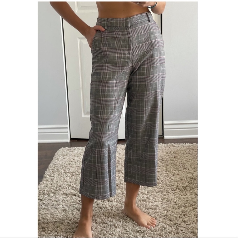Checked High-Waisted Pants